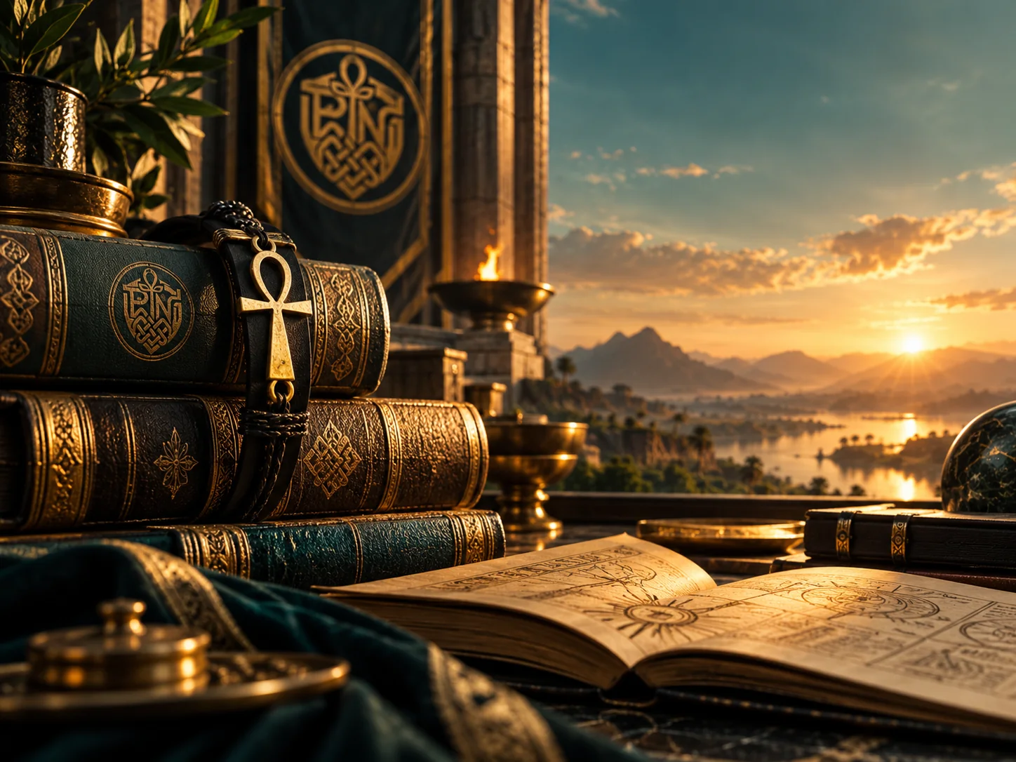 Conceptual image of books and the pursuit of knowledge